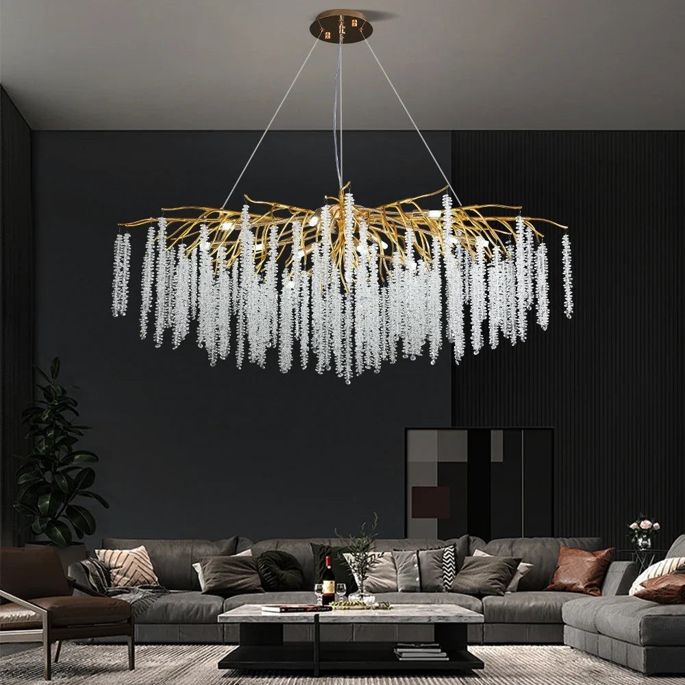 lustre suspendu en verre cristal design moderne pour décoration intérieure