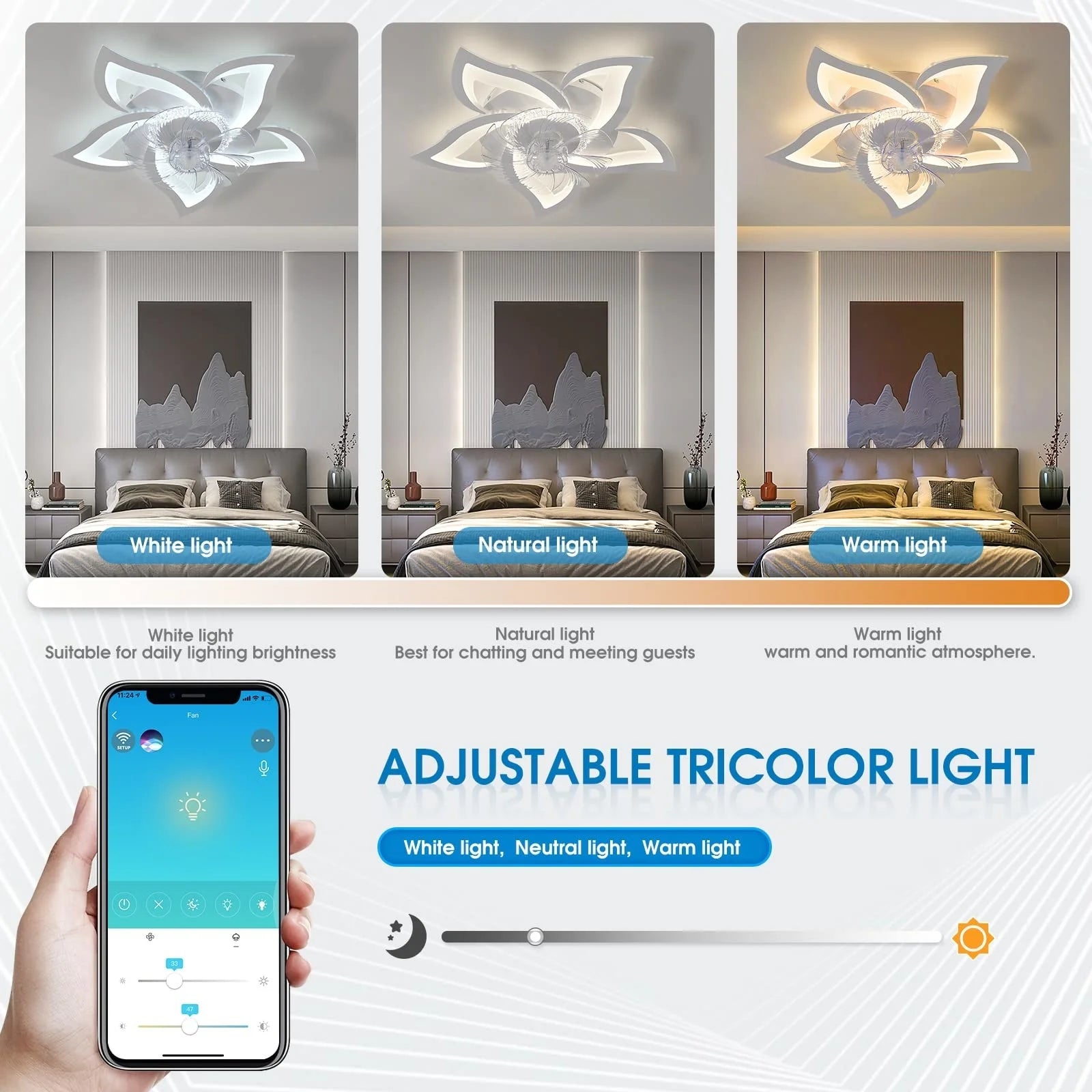 plafonnier moderne à leds avec ventilateur et éclairage intégré - vue 5 sur 6