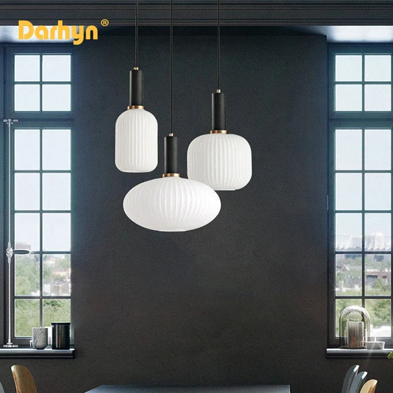 lustre nordique simple led en verre suspendu pour restaurant