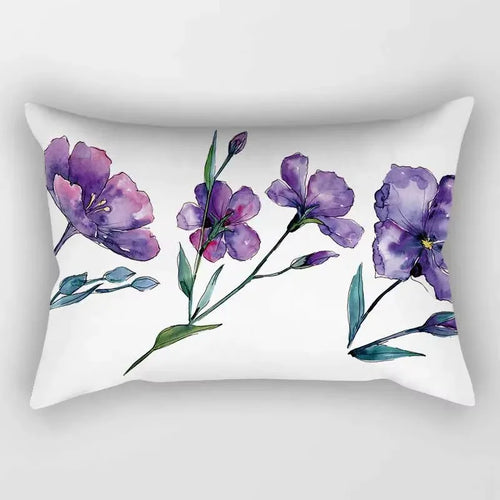 housse de coussin rectangulaire à motif fleurs tropicales 30x50 cm