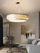 lustre circulaire style chinois zen en tissu pour ingénierie
