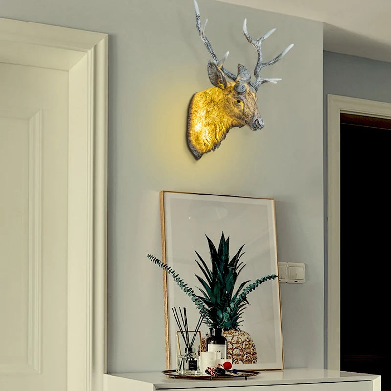 applique murale moderne en bois de cerf avec lumière led décorative - vue 4 sur 14