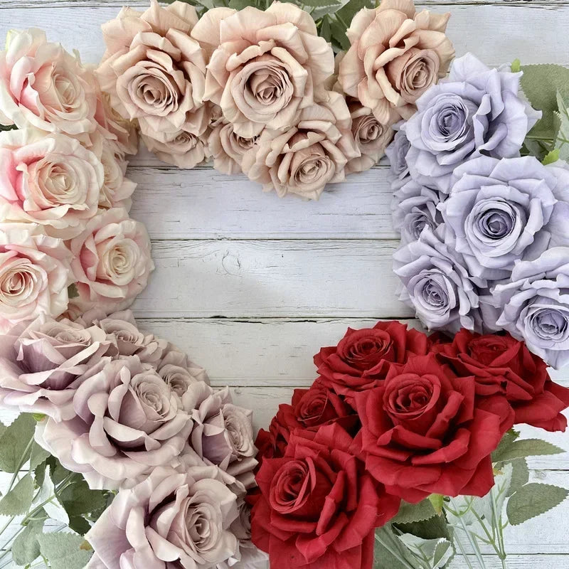 bouquet de roses artificielles en soie pour décoration festive