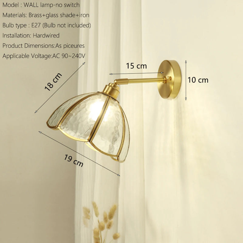 applique murale élégante en laiton et verre design moderne avec interrupteur