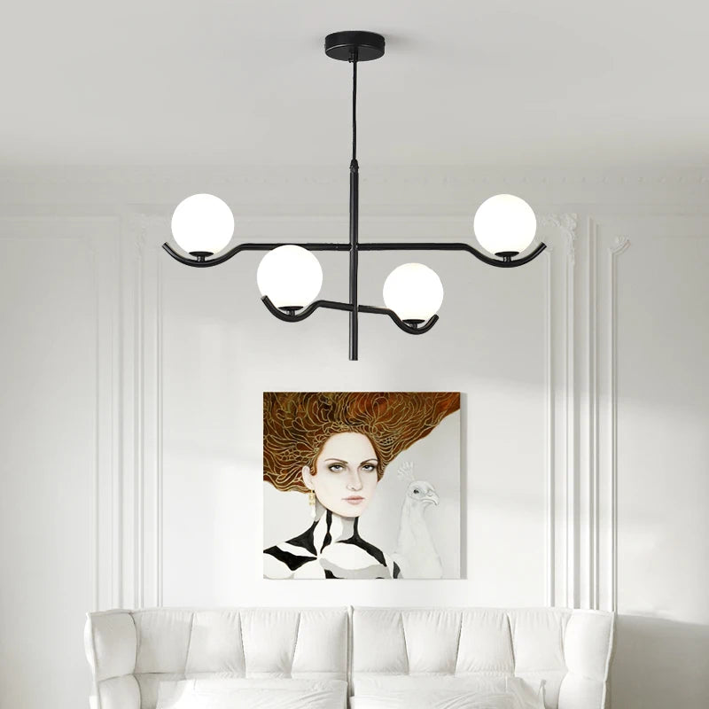 lustre design moderne en verre avec structure métallique