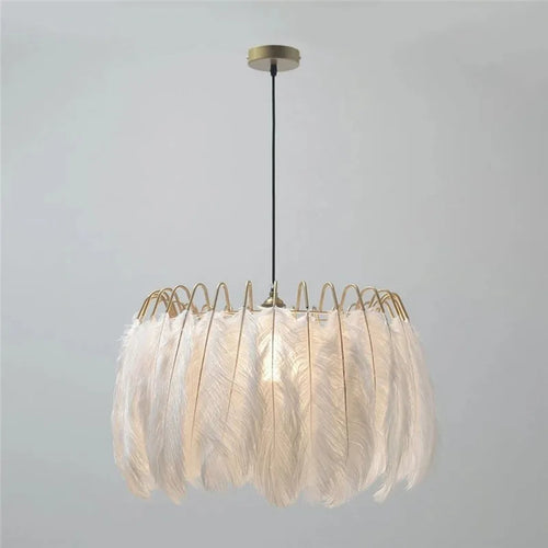 plafonnier décoration en plumes d'autruche simplicité nordique