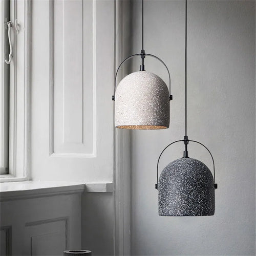 suspension en béton design abat-jour terrazzo style industriel créatif