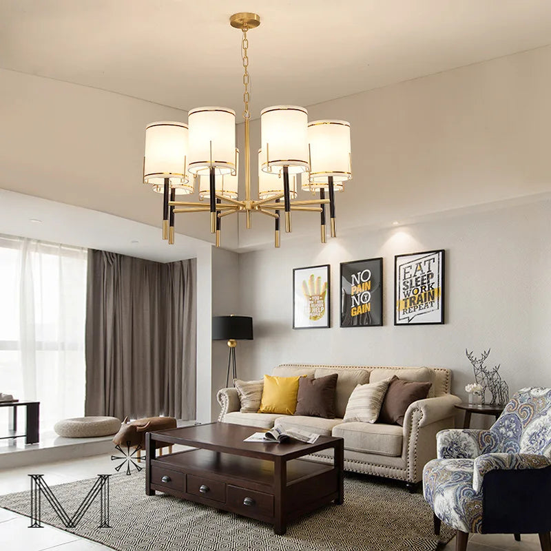 Lustre design luxe Cuivre avec abat-jour style américain - vue 4 sur 6