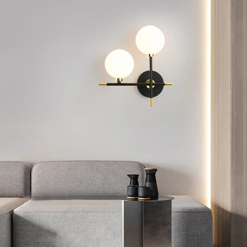 applique murale led moderne en boule de verre pour éclairage intérieur