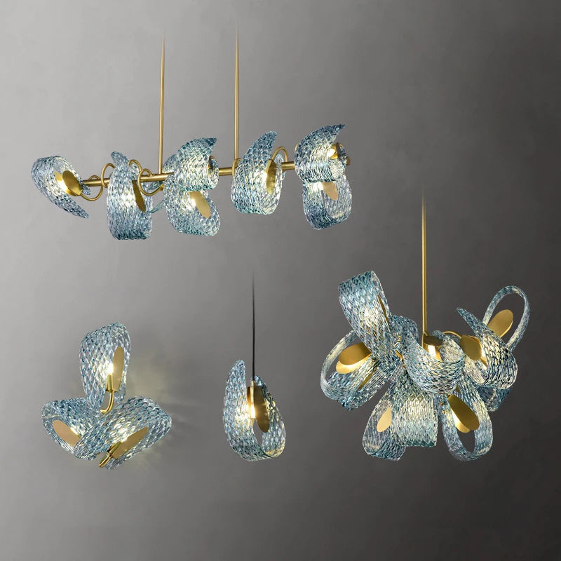 Placards de chambre à coucher bleu serpent échelle verre luminaire applique murale LED lampe Lustre luxe décor à la maison appareil ménager décoration murale
