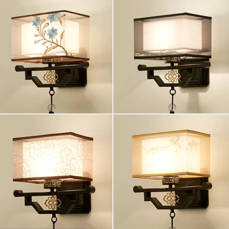 Applique murale en tissu style chinois pour intérieur moderne