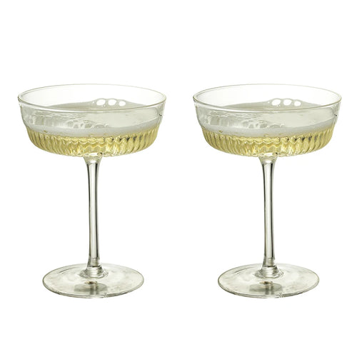 lot 2 coupes champagne elysia verre relief rétro