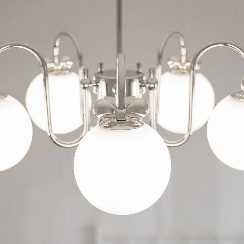 lustre moderne en chrome avec suspension en verre
