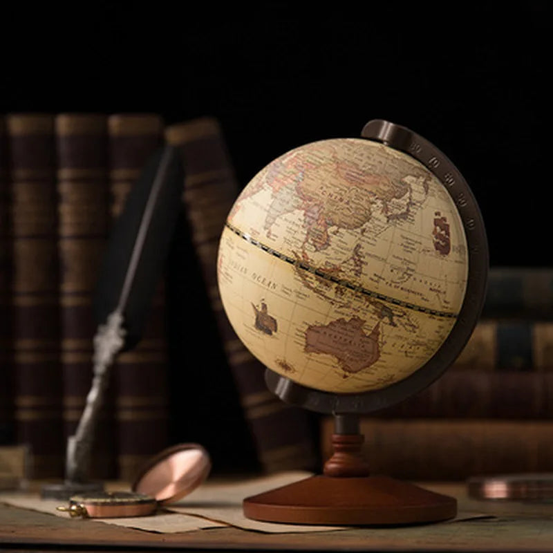 globe terrestre éducatif avec base en bois rétro pour décoration - vue 3 sur 7