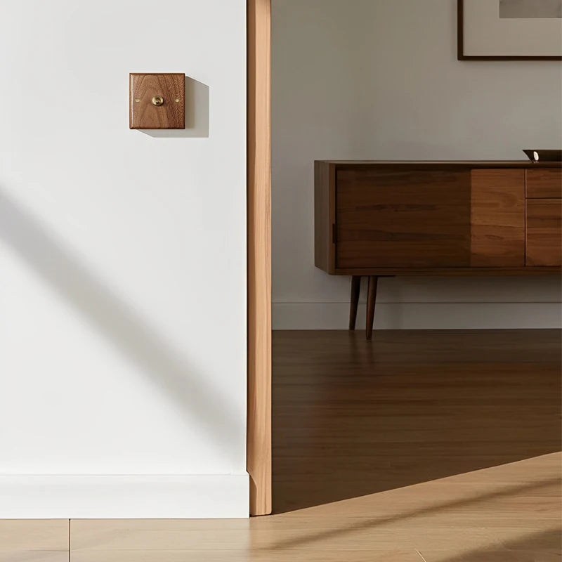 Prise électrique et double USB (Europe) en bois et vis dorées