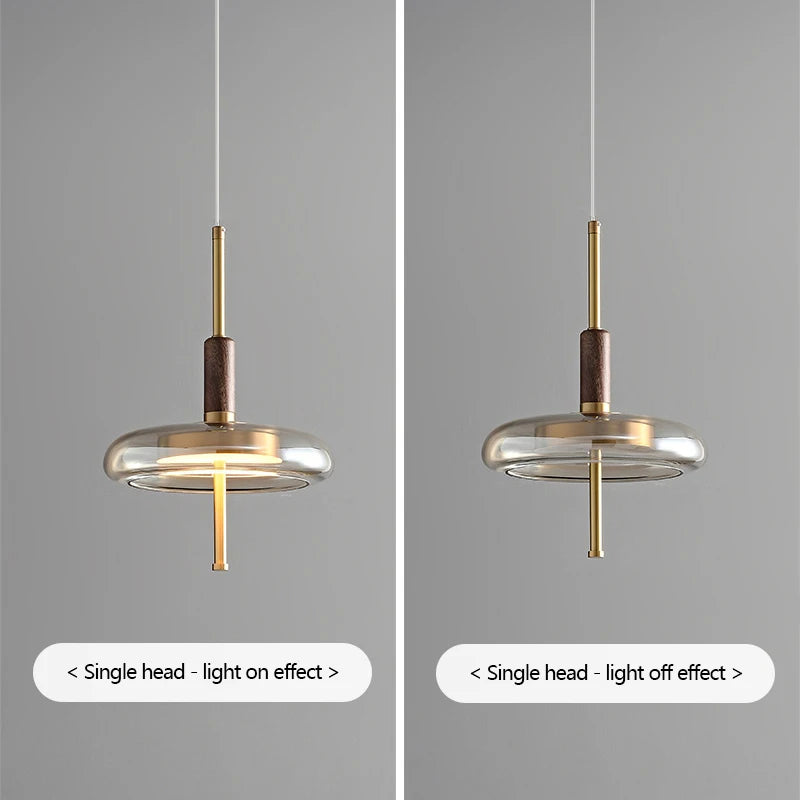 suspension en laiton et noyer design nordique luxueux - vue 4 sur 10
