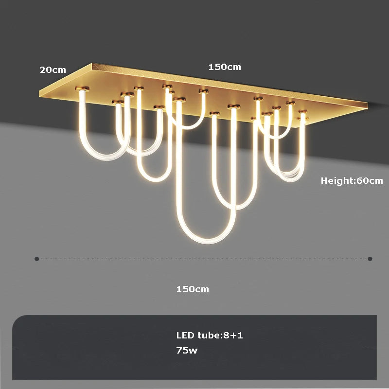 lustre rectangulaire en acier inoxydable à intensité variable - vue 8 sur 11