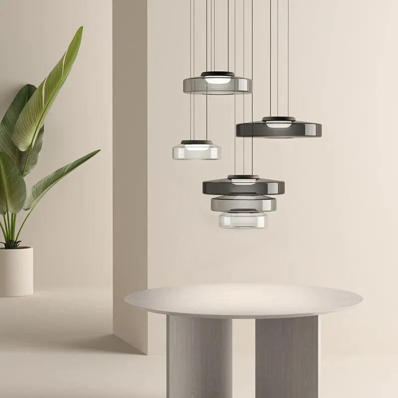 suspension design en verre série levels pour décoration moderne - vue 2 sur 24