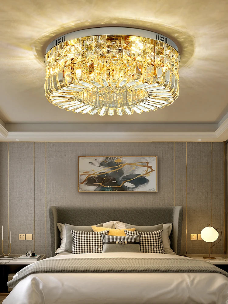 plafonnier led classique en cristal chromé pour intérieur moderne - vue 7 sur 11