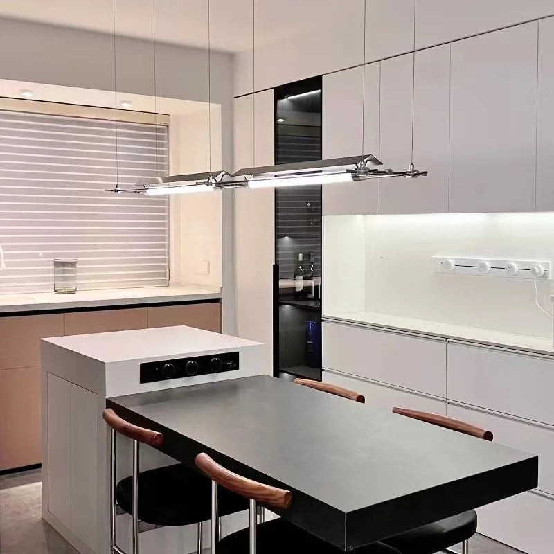 lustre industriel led ultra long pour bar studio bureau - vue 3 sur 8