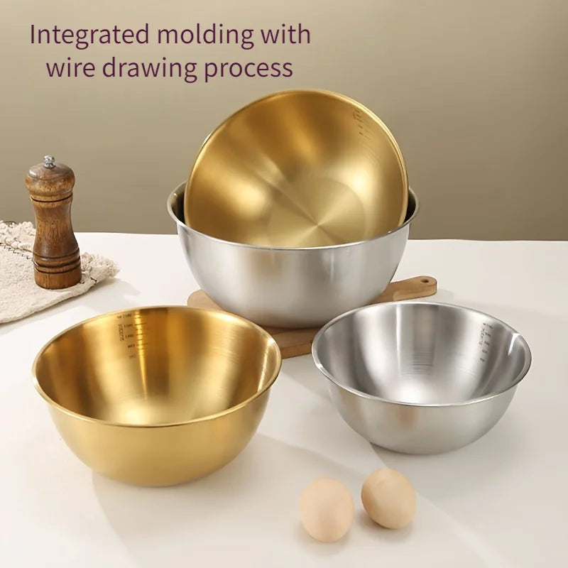Set trois bols acier inoxydable cuisine mélange salades - vue 4 sur 5