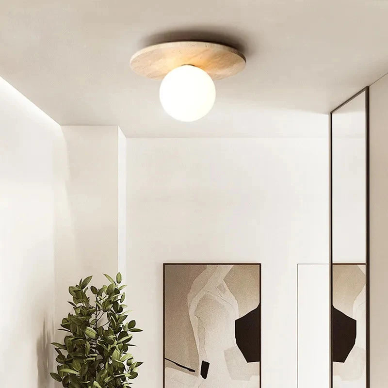 Wabi-sabi porche balcon plafonnier Europe du nord jaune grotte pierre plafonnier pour maison couloir décoration lampe - vue 6 sur 9