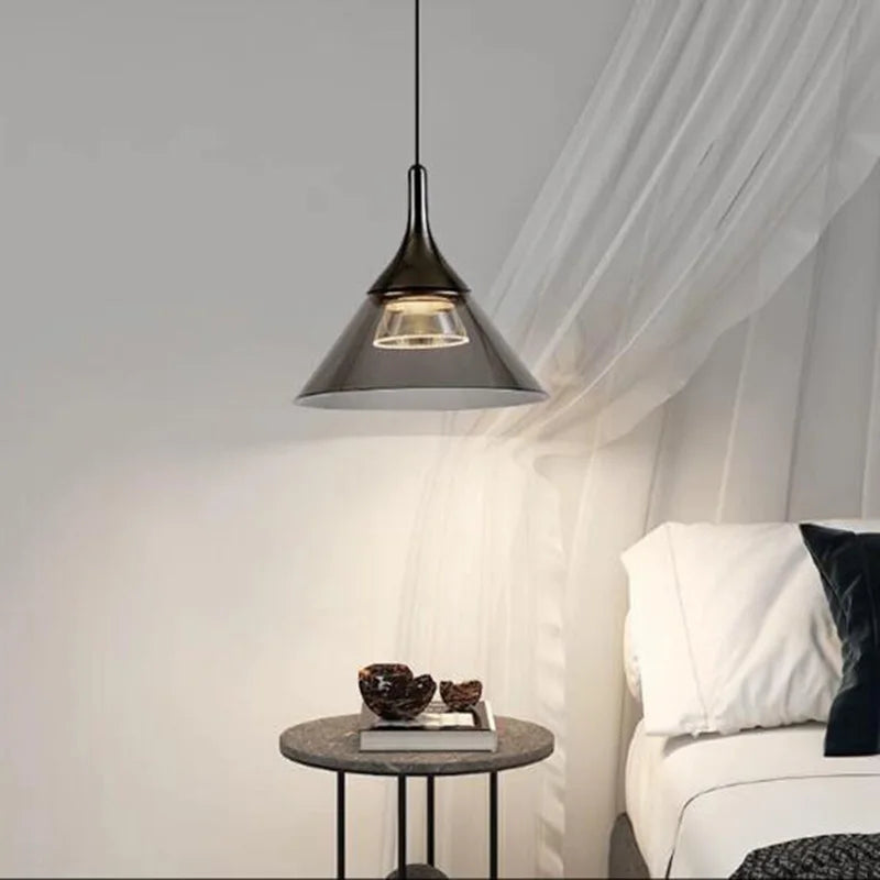 Plafonnier LED suspendu en aluminium et verre - vue 2 sur 10