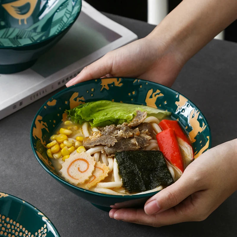 Bol ramen japonais floral ceramique capacite 1 2l - vue 3 sur 7