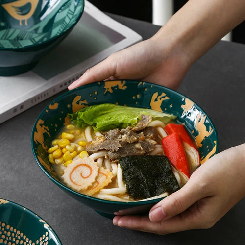 Bol à ramen japonais céramique motif floral 12l