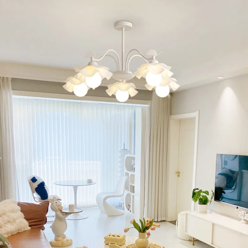 lustre nordique à fleurs style crémeux pour diverses pièces