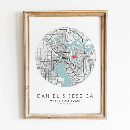 carte de ville personnalisée cadeau de saint-valentin pour lui