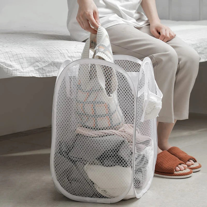 panier à linge pliable sac de rangement en filet polyvalent - vue 5 sur 8