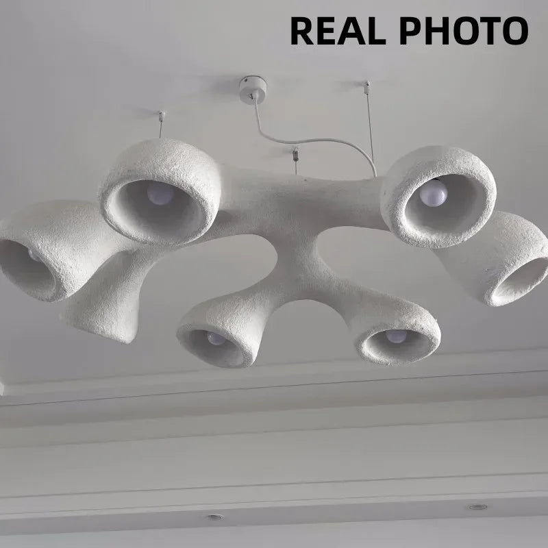 lustre de style wabi-sabi japonais led pour villa clubhouse duplex - vue 7 sur 9