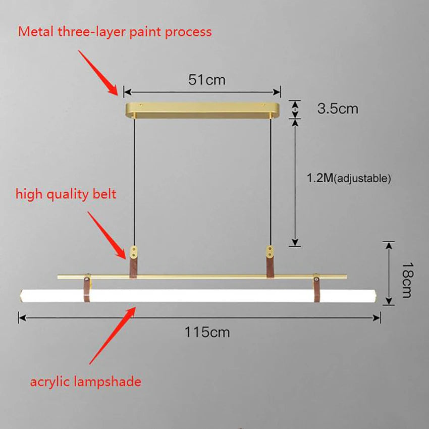 suspension led longue bande style tube design moderne sandyha - vue 7 sur 10