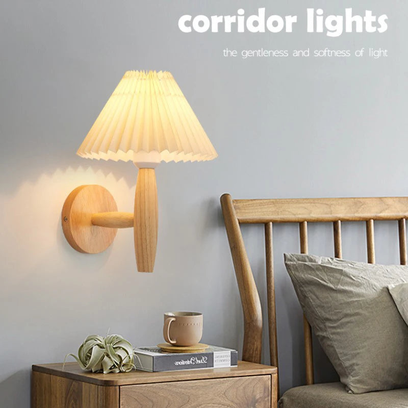 Plafonnier moderne nordique pour salon salle à manger parapluie plissé lampes suspendues en bois E27 luminaires pour la maison - vue 5 sur 10