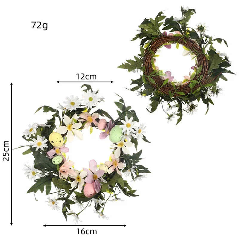 couronne décorative de Pâques avec lapin et œufs suspendus - vue 12 sur 12