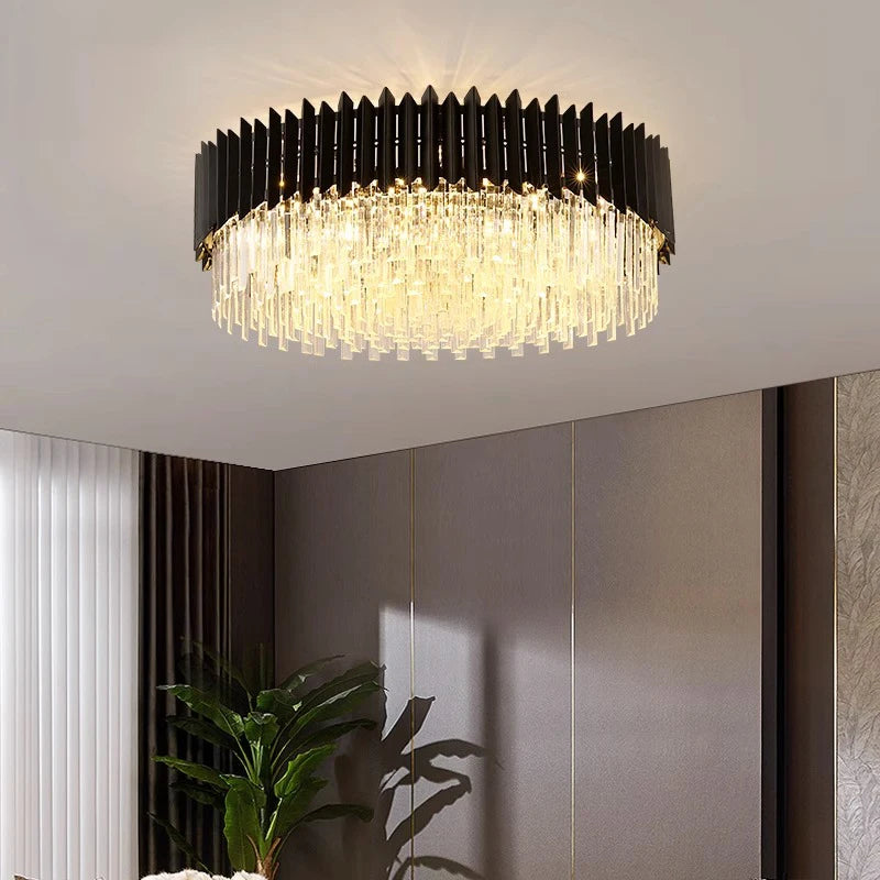 plafonnier led ovales en cristal à intensité variable en or noir - vue 4 sur 14