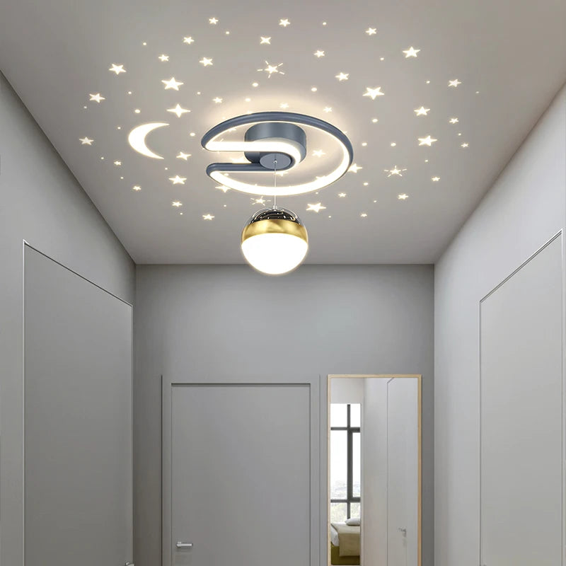Noir gris 28W LED plafonnier pour couloir boule de verre nuances Foyer allée éclairage intérieur Luminaire Lustre effet étoile - vue 7 sur 8