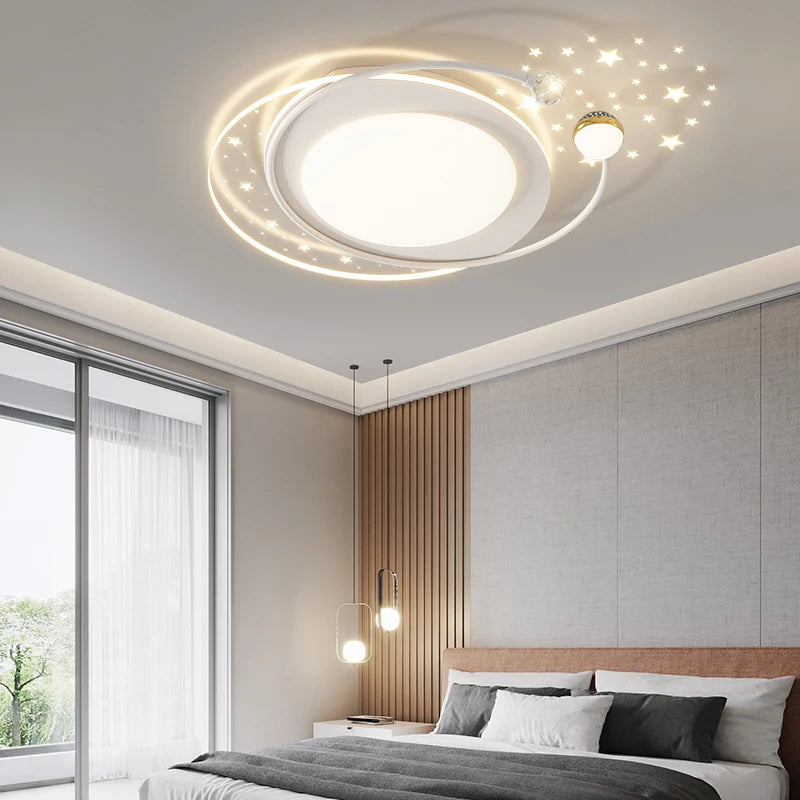 plafonnier led encastré télécommande intelligente éclairage étoilé nordique - vue 4 sur 11