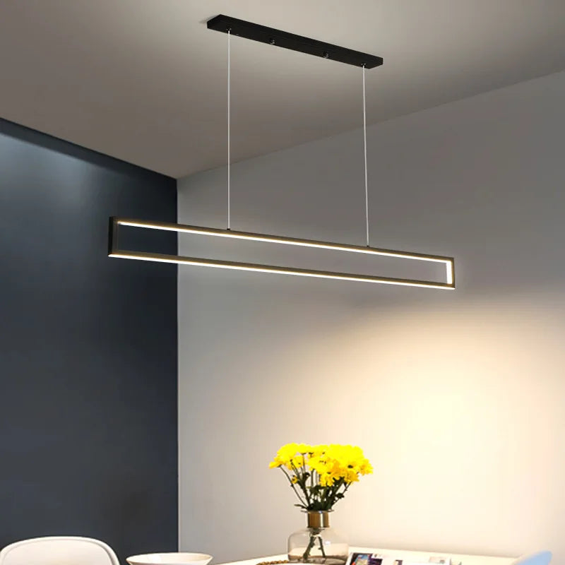 Modern LED black dimming living room light used for hanging decoration of restaurant, coffee shop, bar lighting fixtures - vue 3 sur 8