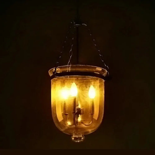 Suspension en verre transparent de couleur noir/rouille