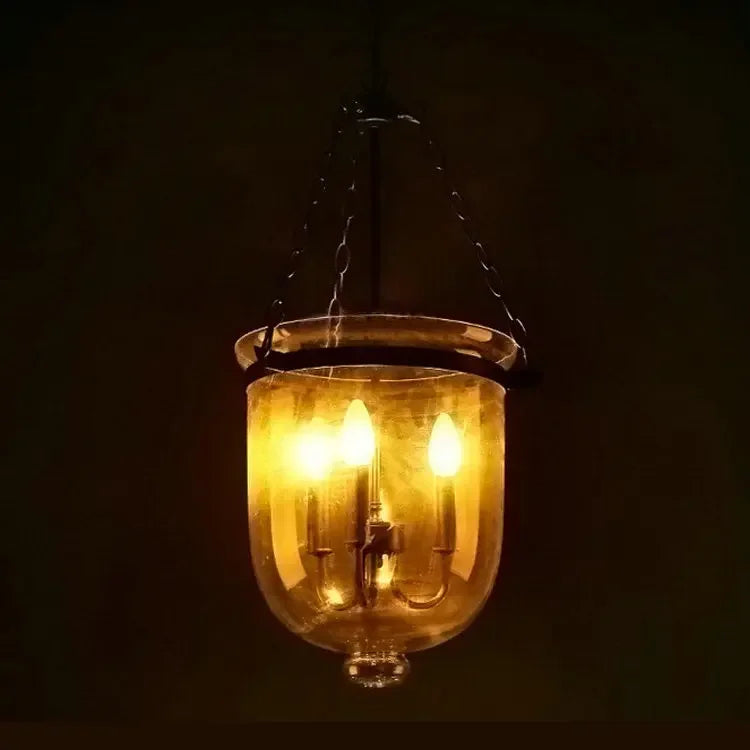Suspension en verre transparent de couleur noir/rouille - vue 5 sur 6