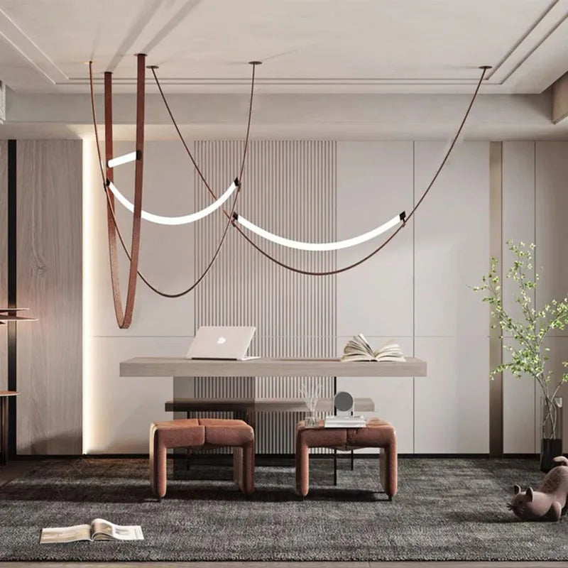 lustre led en silicone et cuir artificiel pour hôtel