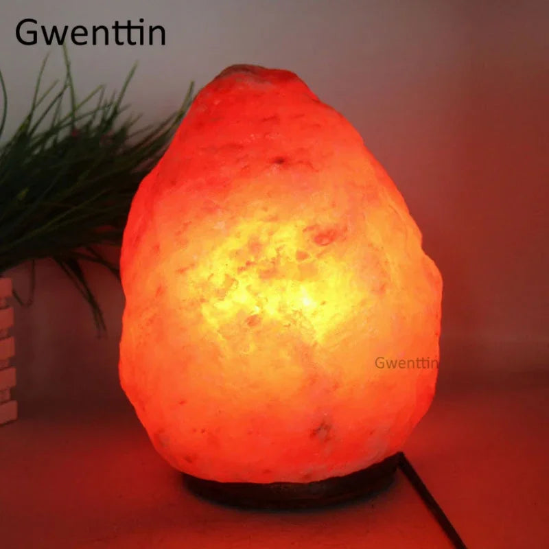 lampe de sel en cristal de l'himalaya avec veilleuse led et base en bois - vue 4 sur 6