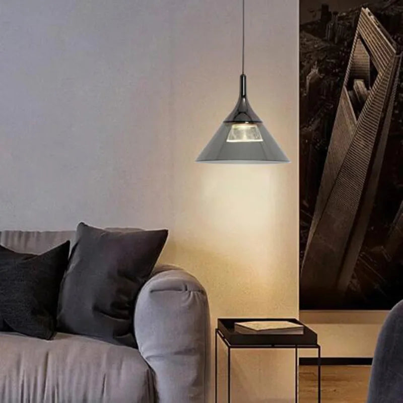 Plafonnier LED suspendu en aluminium et verre - vue 5 sur 10