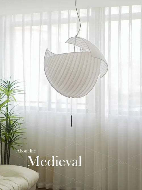 lustre led design moderne wabi sabi tissu éclairage décoratif