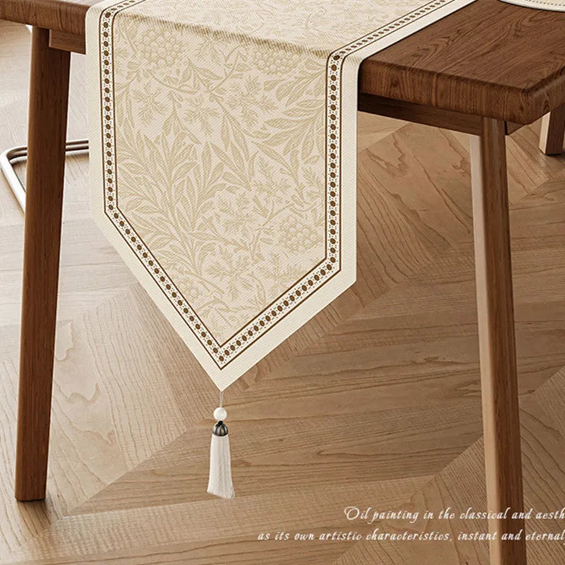 Chemin de table floral vintage style campagne lin - vue 3 sur 4