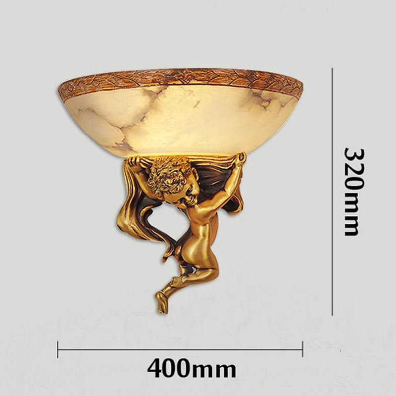 applique murale ange européen en marbre doré pour escalier