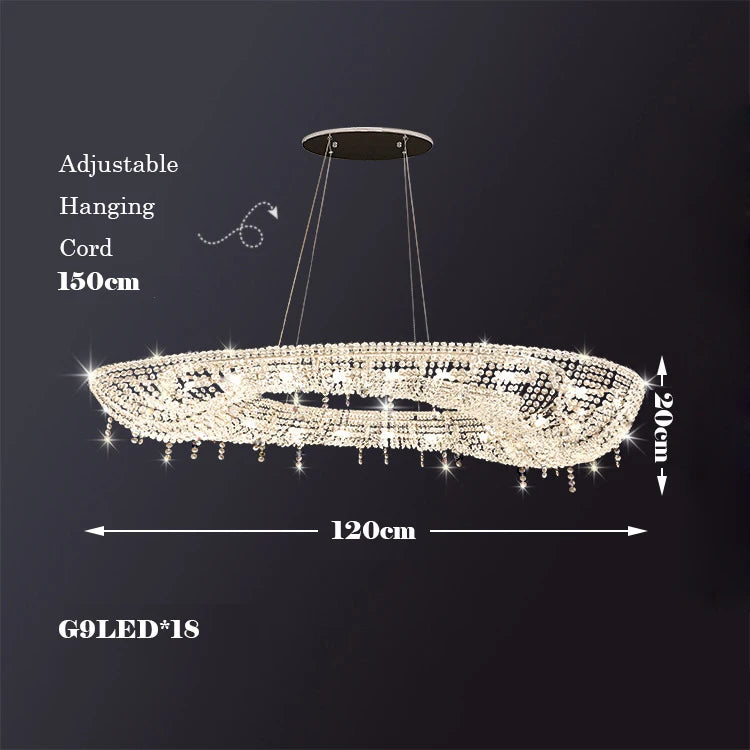 lustre en cristal transparent au design créatif et élégant