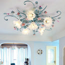 Romantique Chaud Fleur Plafonniers Fer Princesse Chambre Lampe Fille Salle De Mariage Luminaires Plafonniers Suspendus Pour La Maison Chambre